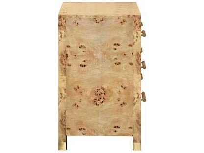 Winchester Six-Drawer Chest with Rattan Handles in Burl Wood