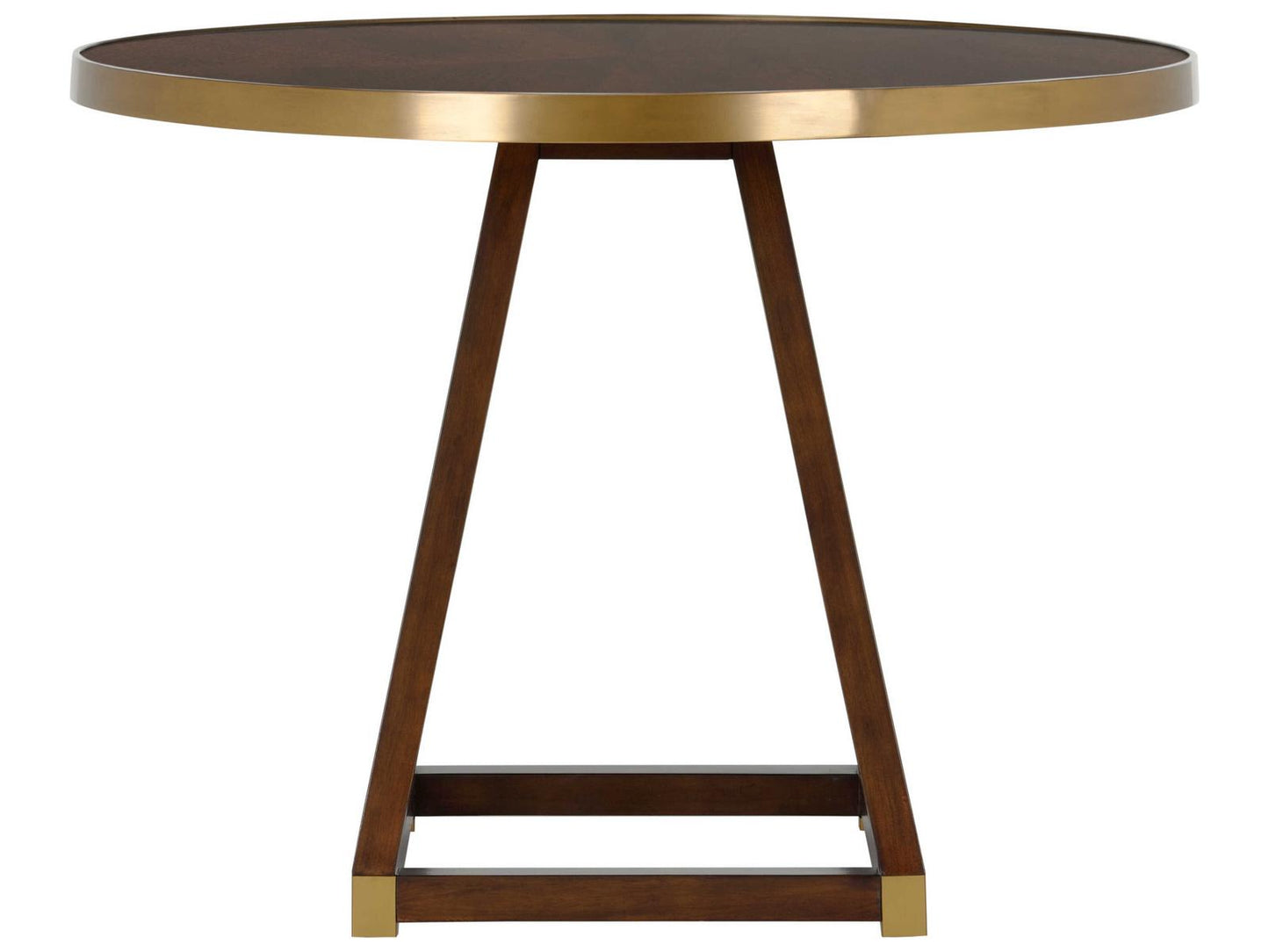 Renzo Round Wood Brown Antique Brass End Table