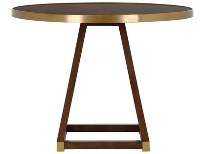 Renzo Round Wood Brown Antique Brass End Table