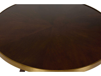 Renzo Round Wood Brown Antique Brass End Table