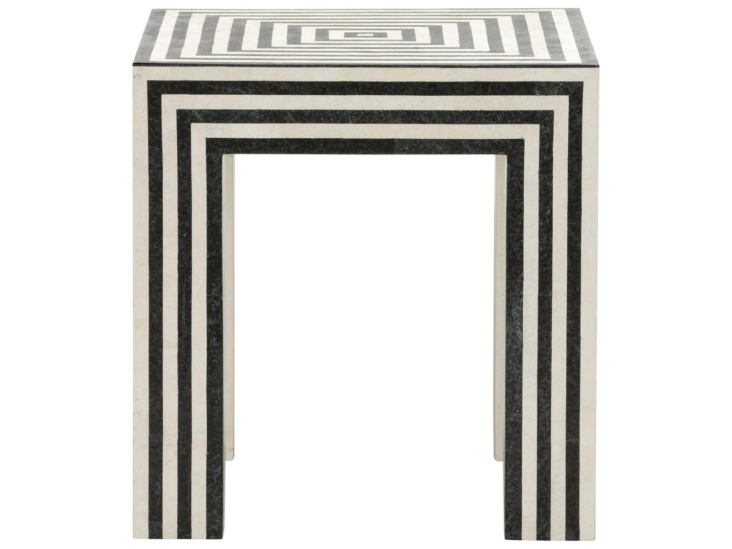 Positano Square Stone Natural Black White End Table