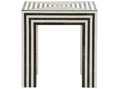 Positano Square Stone Natural Black White End Table