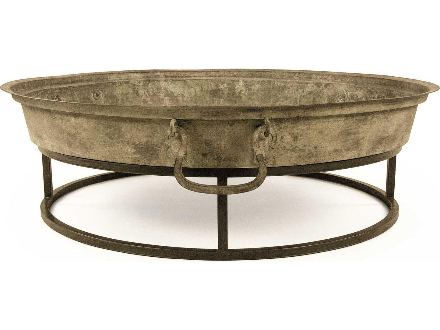 Round Metal Distressed Rustic Bronze Coffee Table