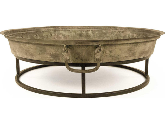 Round Metal Distressed Rustic Bronze Coffee Table