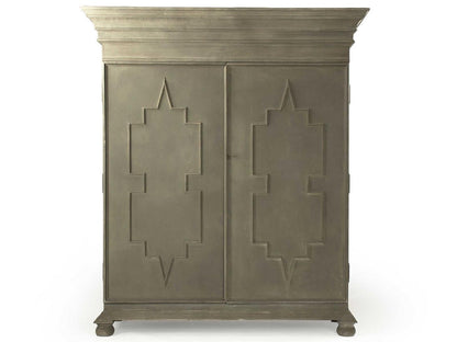 Enzo Olive Grey Wood Wardrobe Armoire with Adjustable Shelves