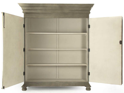 Enzo Olive Grey Wood Wardrobe Armoire with Adjustable Shelves