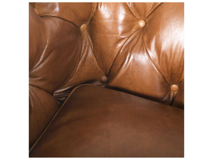 Arthur 3-Seat Top-Grain Leather Chesterfield Sofa in Brown