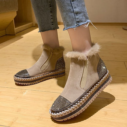 Women's Rhinestone Ankle Boots Fashion Platform Style