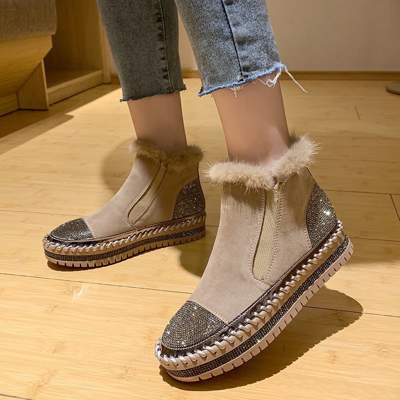 Women's Rhinestone Ankle Boots Fashion Platform Style