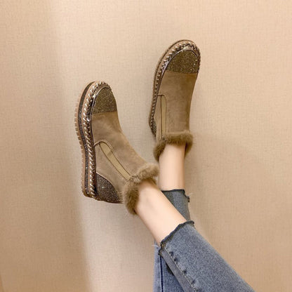 Women's Rhinestone Ankle Boots Fashion Platform Style