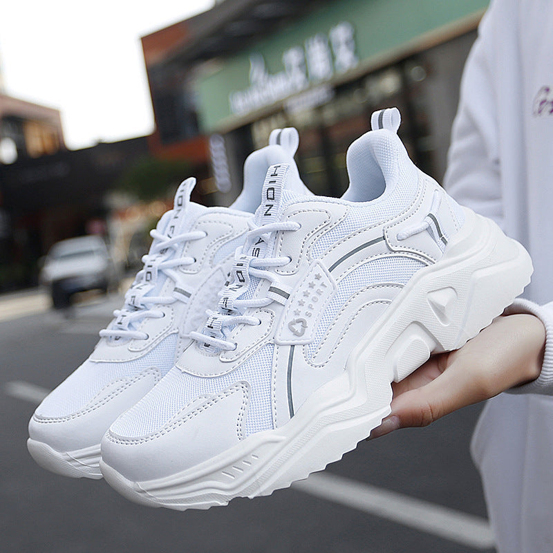Women's Trendy White Sneakers Chunky Sole Casual Sports Style for Spring & Summer