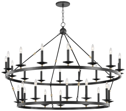 Allendale 58"W Aged Old Bronze 28-Light 2-Tiered Chandelier