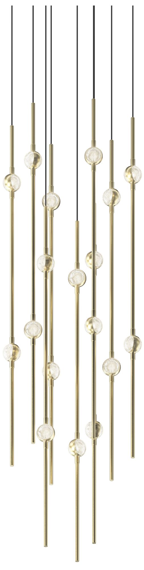 Aries 11.5"W Round Brass 2700K Long Clear Shade LED Pendant