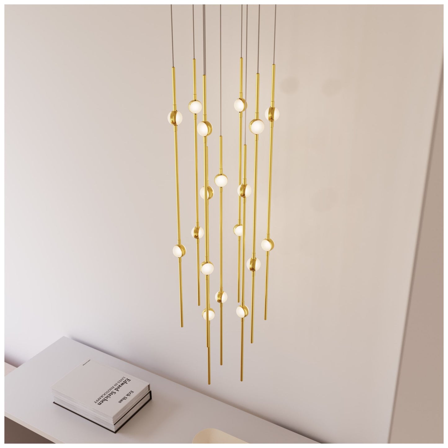 Aries 11.5"W Round Brass 2700K Long White Shade LED Pendant