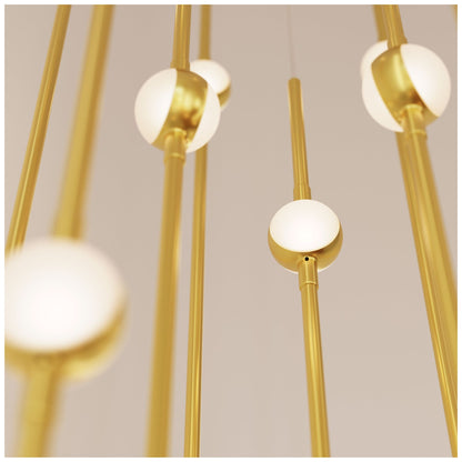Aries 11.5"W Round Brass 3000K Short White Shade LED Pendant