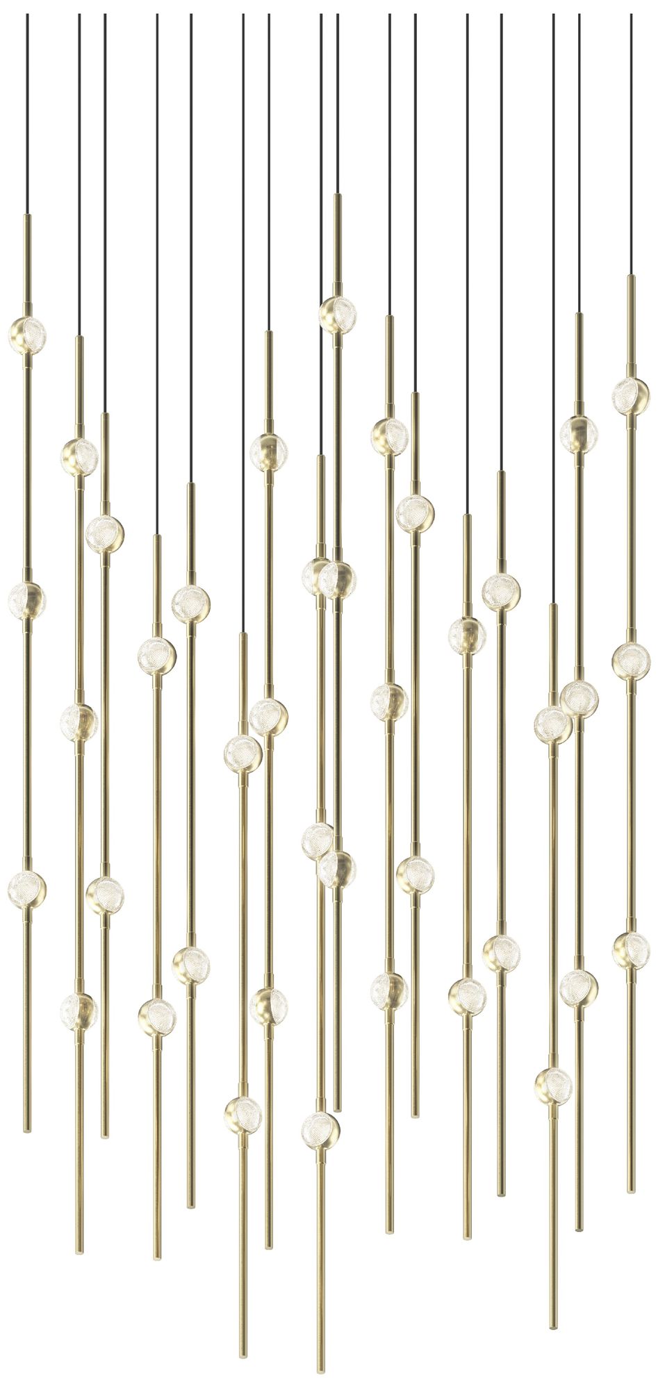 Aries 21.5"W Square Brass 2700K Long Clear Shade LED Pendant