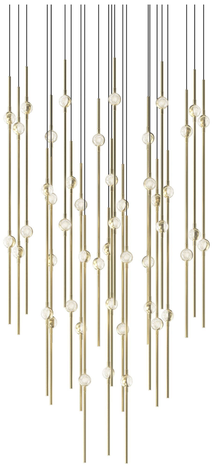 Aries 24.75"W Round Brass 2700K Long Clear Shade LED Pendant