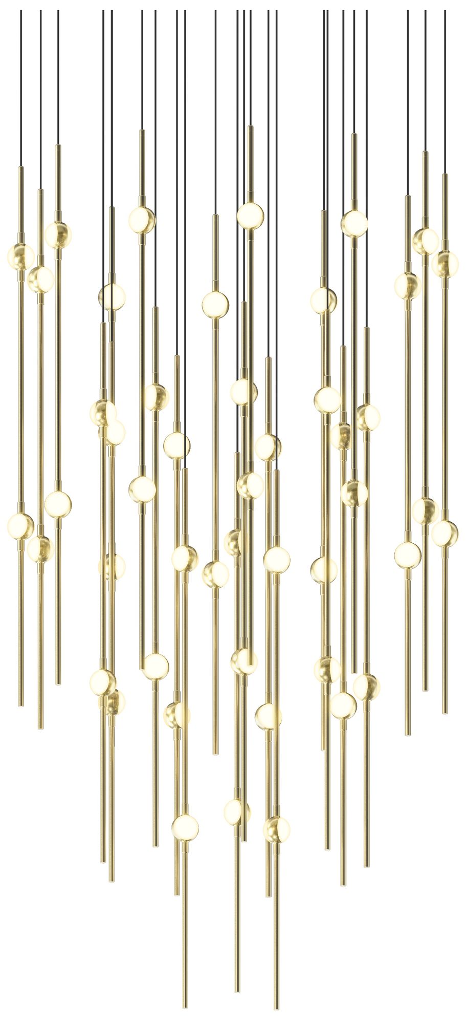 Aries 24.75"W Round Brass 3000K Long White Shade LED Pendant