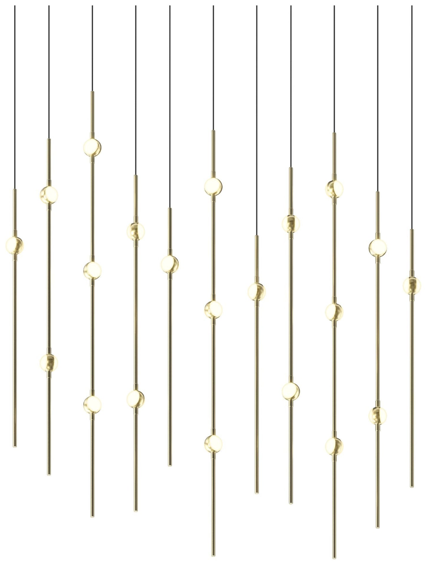 Aries 35.5"W Rectangle Brass 3000K Long White Shade LED Pendant