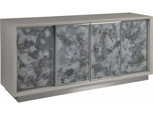 Home Metaphor 68-Inch Sandblasted Oak and Eglomise Media Console