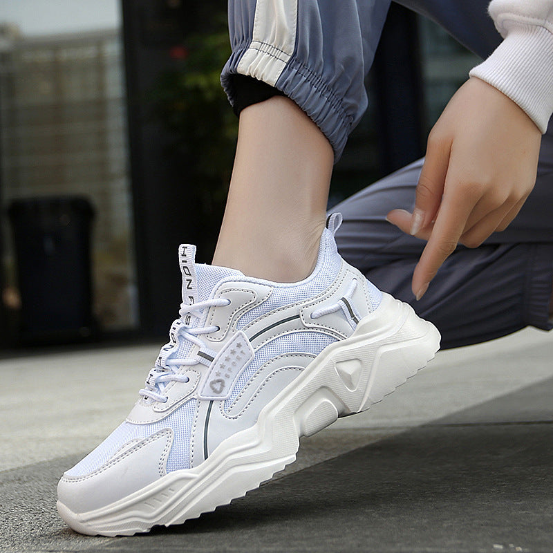 Women's Trendy White Sneakers Chunky Sole Casual Sports Style for Spring & Summer