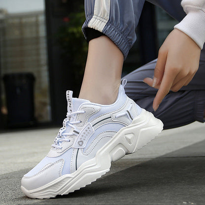 Women's Trendy White Sneakers Chunky Sole Casual Sports Style for Spring & Summer