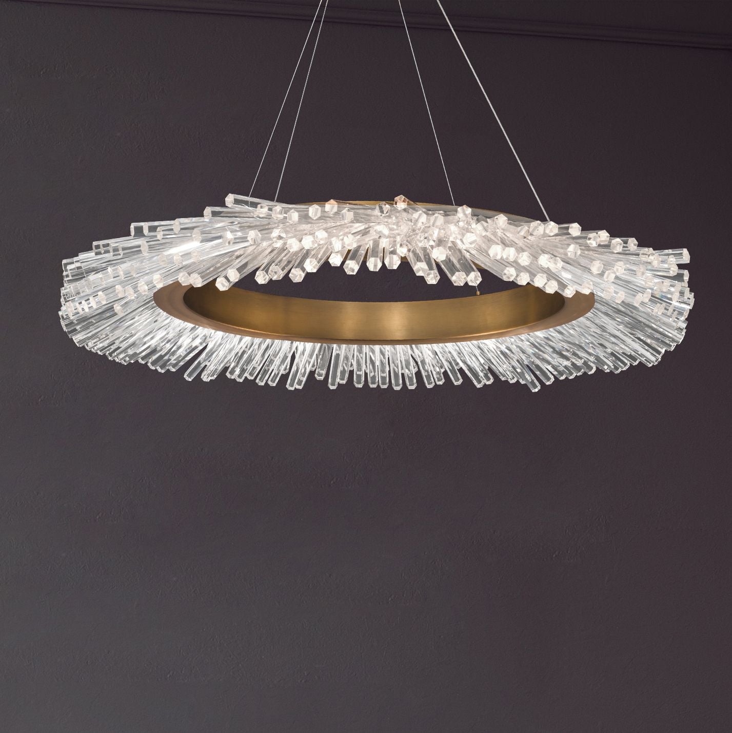 Benediction 38 1/4"W Aged Brass Crystals LED Pendant Light