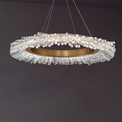 Benediction 38 1/4"W Aged Brass Crystals LED Pendant Light