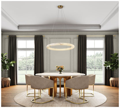 Camila 35" Wide Brushed Brass Chandelier w/ White Opal Shade