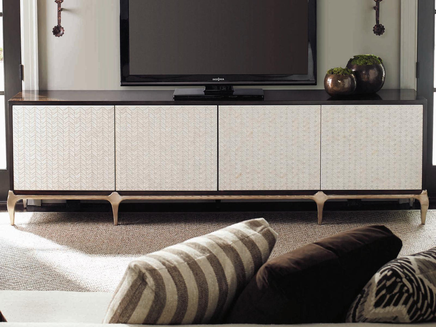 Classic For Your Viewing Pleasure Bone Encrusted 100" French Roast White Media Console