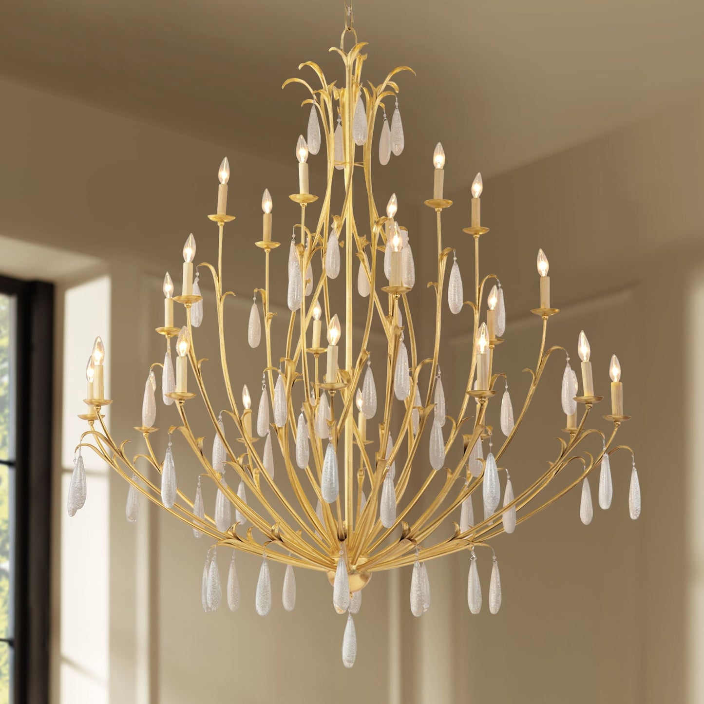 Corbett Prosecco 60" Wide Gold Leaf 24-Light Chandelier