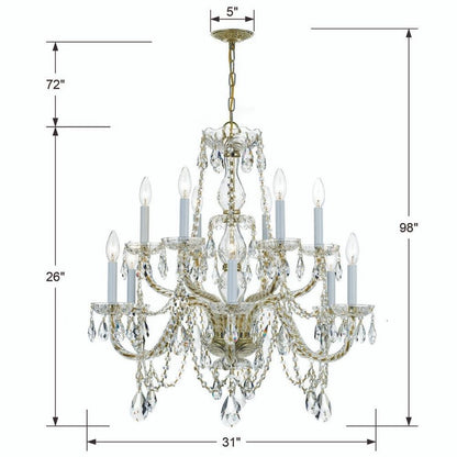 Traditional 12 Light Crystal Chandelier