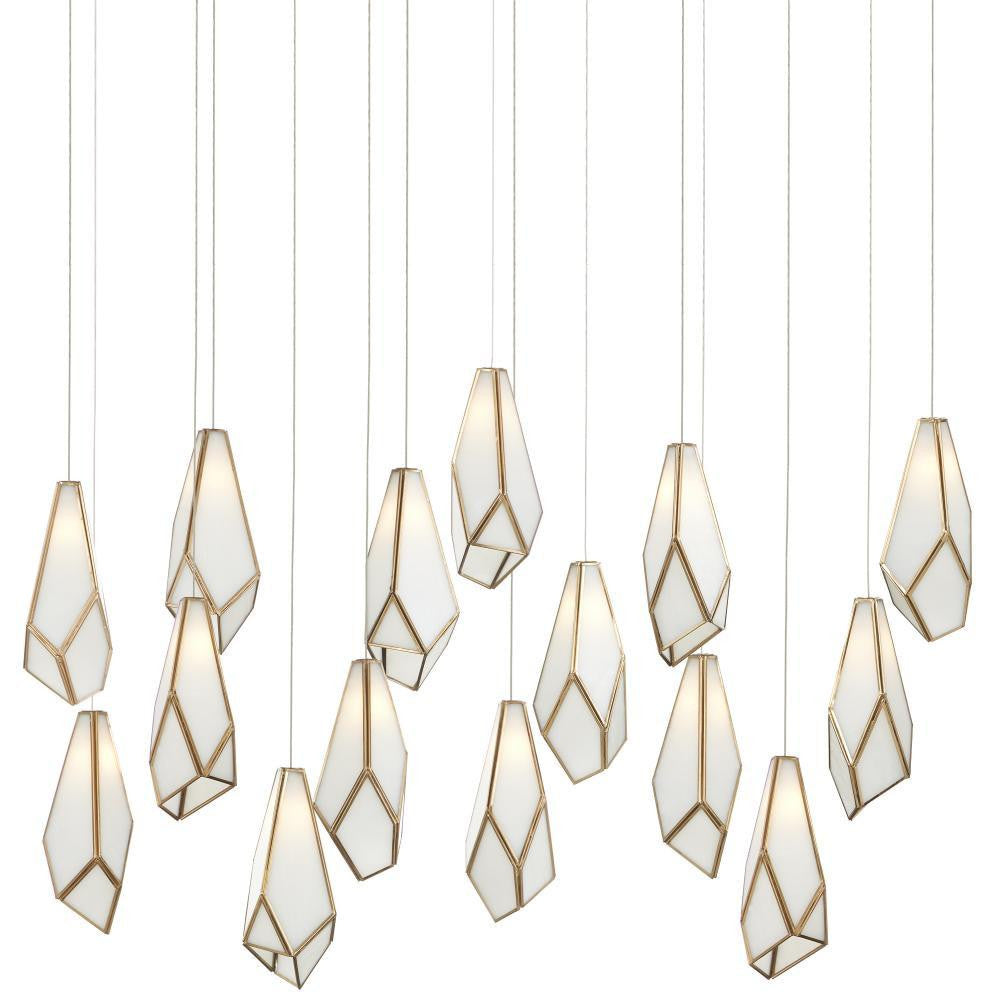 Glace White 15-Light Linear Multi-Drop Pendant