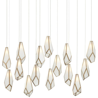 Glace White 15-Light Linear Multi-Drop Pendant