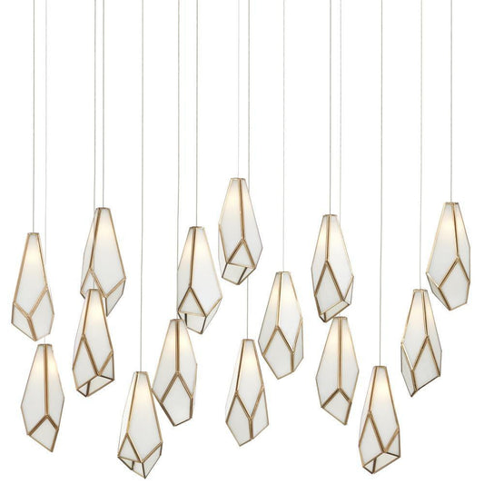 Glace White 15-Light Linear Multi-Drop Pendant