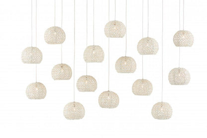 Piero White 15-Light Linear Multi-Drop Pendant