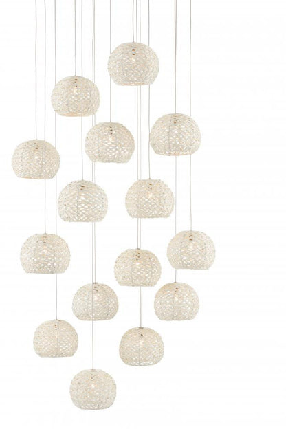 Piero White 15-Light Round Multi-Drop Pendant