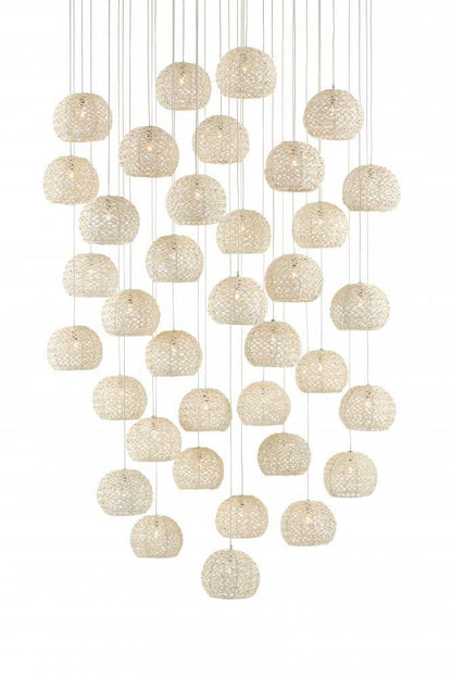 Piero White 36-Light Round Multi-Drop Pendant