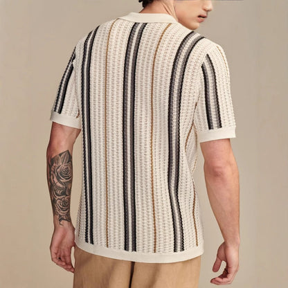 Men’s Casual Hollow-Out Knit Shirt Lightweight & Breathable