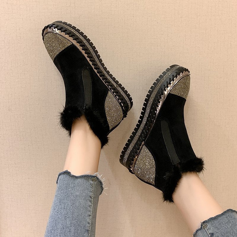Women's Rhinestone Ankle Boots Fashion Platform Style