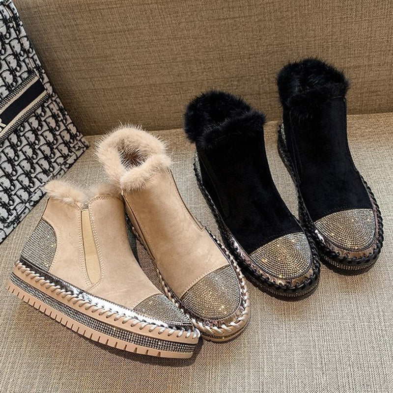 Women's Rhinestone Ankle Boots Fashion Platform Style