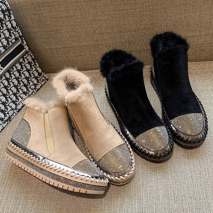Women's Rhinestone Ankle Boots Fashion Platform Style