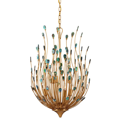 Delphos 19 1/2" Wide Gold and Turquoise 6-Light Chandelier