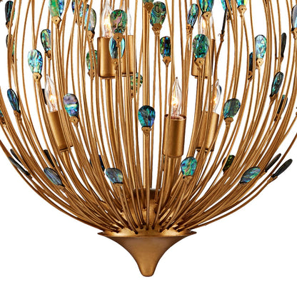 Delphos 19 1/2" Wide Gold and Turquoise 6-Light Chandelier
