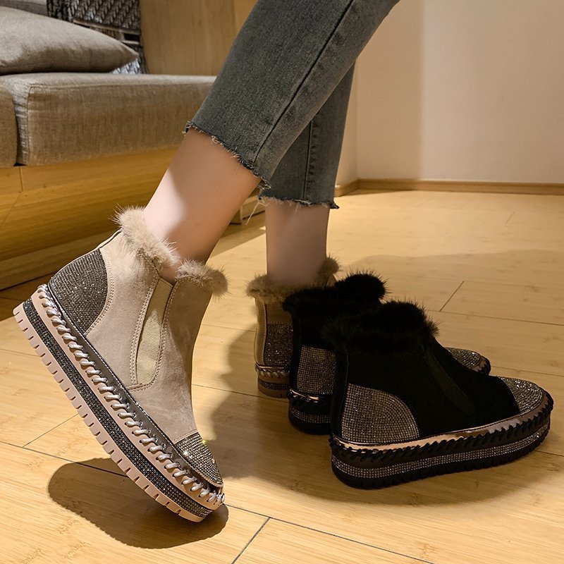 Women's Rhinestone Ankle Boots Fashion Platform Style