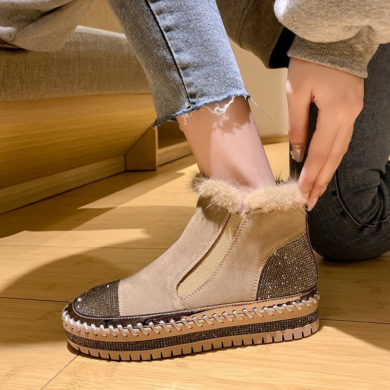 Women's Rhinestone Ankle Boots Fashion Platform Style