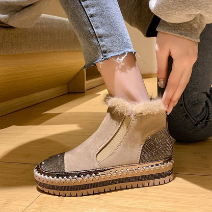 Women's Rhinestone Ankle Boots Fashion Platform Style