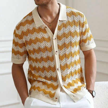 Men’s Hollow Jacquard Corrugated Shirt Stylish Textured Design