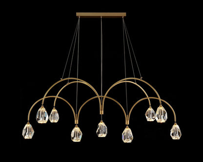 Faceted Cut Crystal 75" Wide Brass 12-Light LED Chandelier