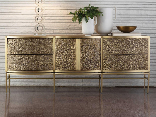 Crinkle Long Cabinet Brass Bronze Sideboard